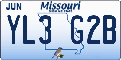 MO license plate YL3G2B