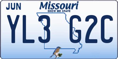 MO license plate YL3G2C