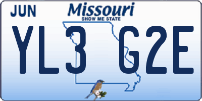 MO license plate YL3G2E