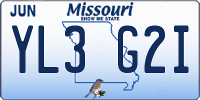 MO license plate YL3G2I