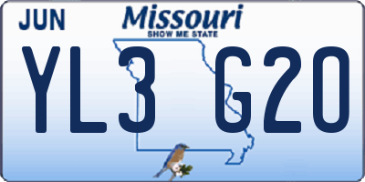 MO license plate YL3G2O