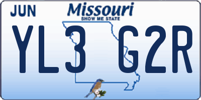 MO license plate YL3G2R