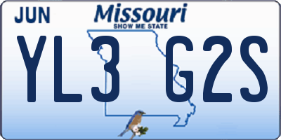 MO license plate YL3G2S