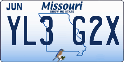 MO license plate YL3G2X