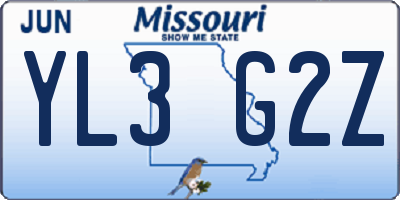 MO license plate YL3G2Z