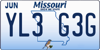 MO license plate YL3G3G
