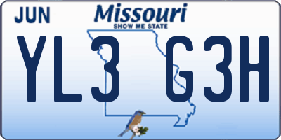 MO license plate YL3G3H