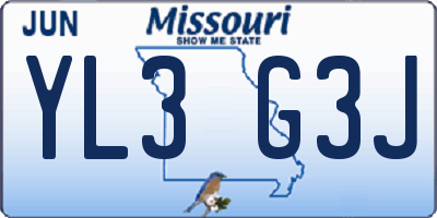 MO license plate YL3G3J