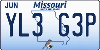 MO license plate YL3G3P