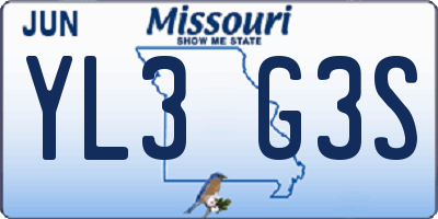 MO license plate YL3G3S