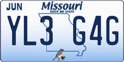 MO license plate YL3G4G