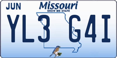 MO license plate YL3G4I