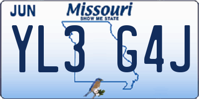 MO license plate YL3G4J