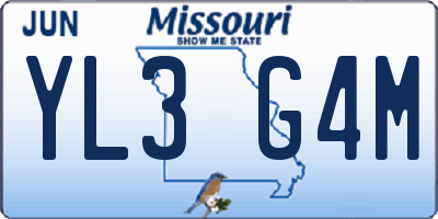 MO license plate YL3G4M