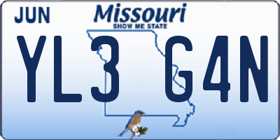 MO license plate YL3G4N