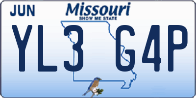 MO license plate YL3G4P