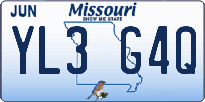 MO license plate YL3G4Q