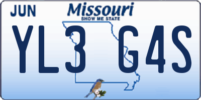MO license plate YL3G4S