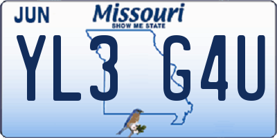 MO license plate YL3G4U