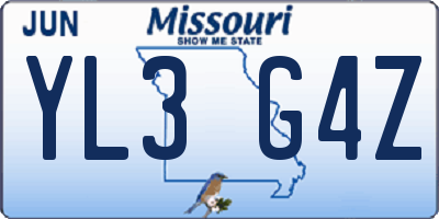 MO license plate YL3G4Z