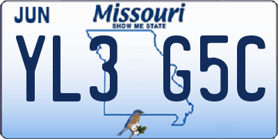 MO license plate YL3G5C