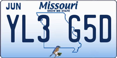 MO license plate YL3G5D