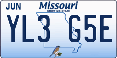 MO license plate YL3G5E