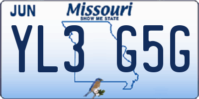 MO license plate YL3G5G