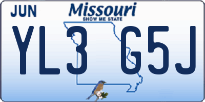 MO license plate YL3G5J