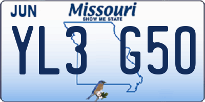 MO license plate YL3G5O