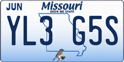 MO license plate YL3G5S