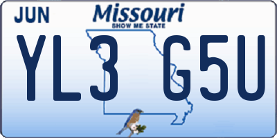 MO license plate YL3G5U
