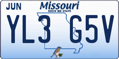 MO license plate YL3G5V