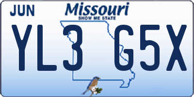 MO license plate YL3G5X