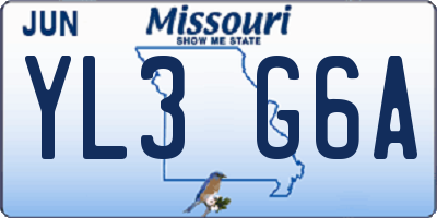 MO license plate YL3G6A