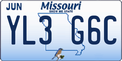 MO license plate YL3G6C