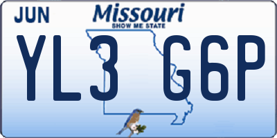 MO license plate YL3G6P