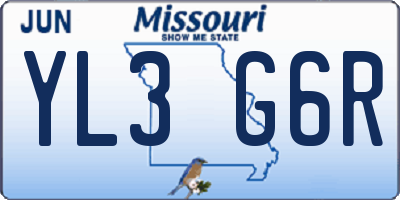 MO license plate YL3G6R