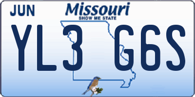 MO license plate YL3G6S