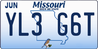 MO license plate YL3G6T