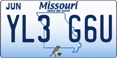 MO license plate YL3G6U