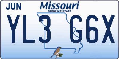 MO license plate YL3G6X