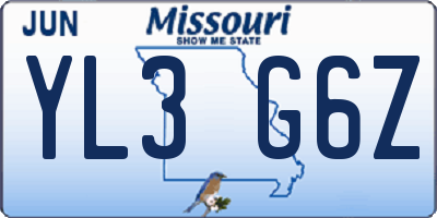 MO license plate YL3G6Z