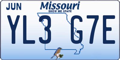 MO license plate YL3G7E