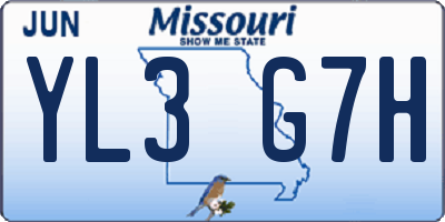 MO license plate YL3G7H