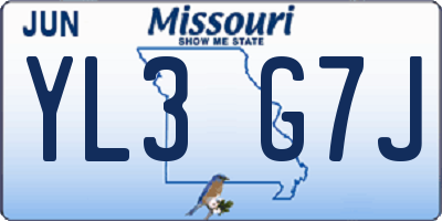 MO license plate YL3G7J
