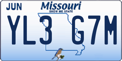 MO license plate YL3G7M