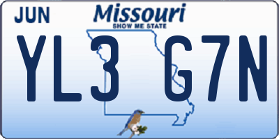 MO license plate YL3G7N
