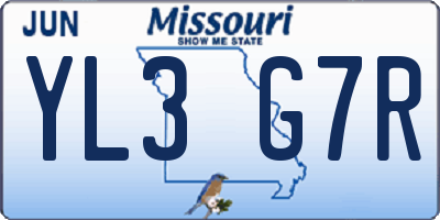 MO license plate YL3G7R