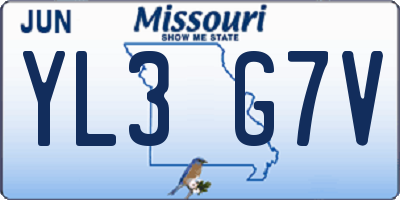 MO license plate YL3G7V